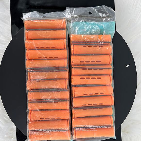 Salon Care Cold Wave Perm Rods New Factory Sealed lot Vintage - NOS Orange Blue - Picture 5 of 12